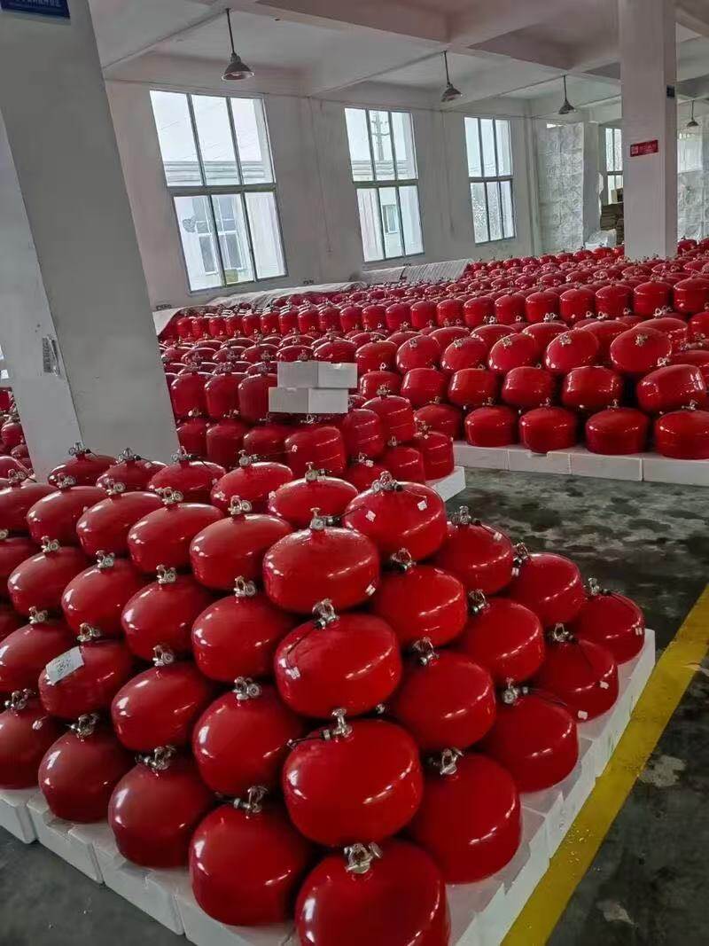 Hanging fire extinguisher in parking garage