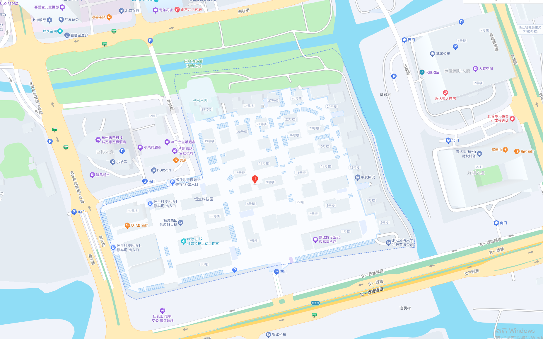 浙江省杭州市文一西路 1218 号恒生科技园地图