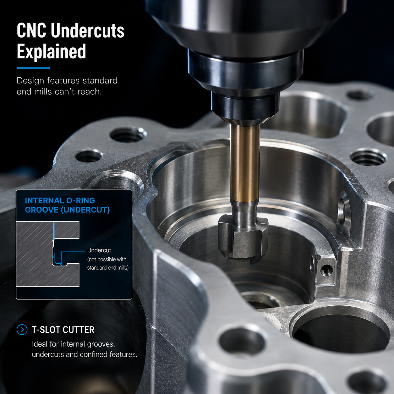 Guide 15: CNC Undercuts Explained: How to Design Features Standard End Mills Can't Reach