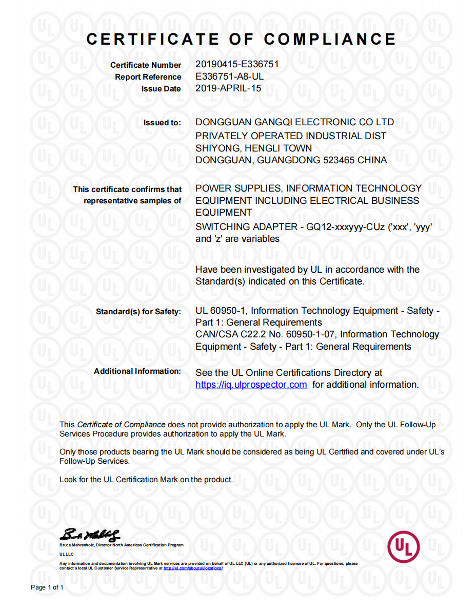 UL Certificate