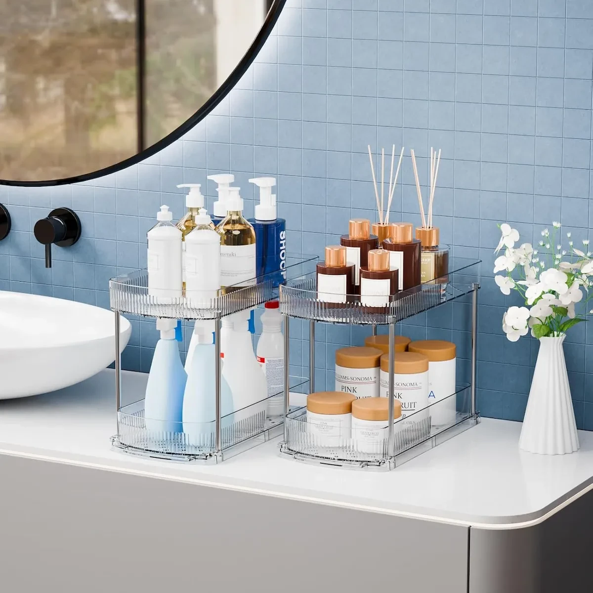 2-Tier Clear Pull-Out Under Sink Cabinet Organizer view 3