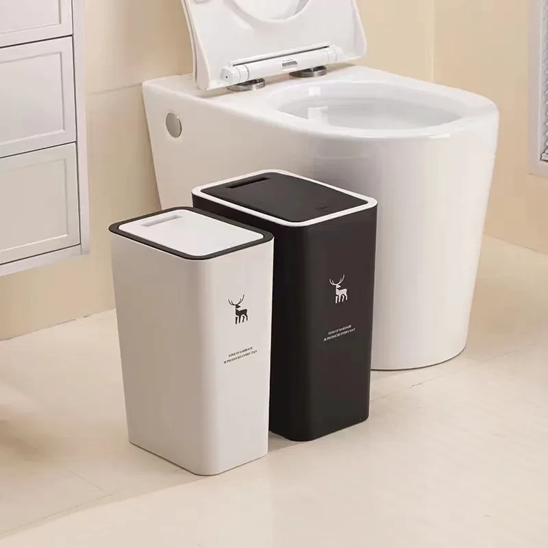 15L Press-Type Slim Trash Can with Lid view 2