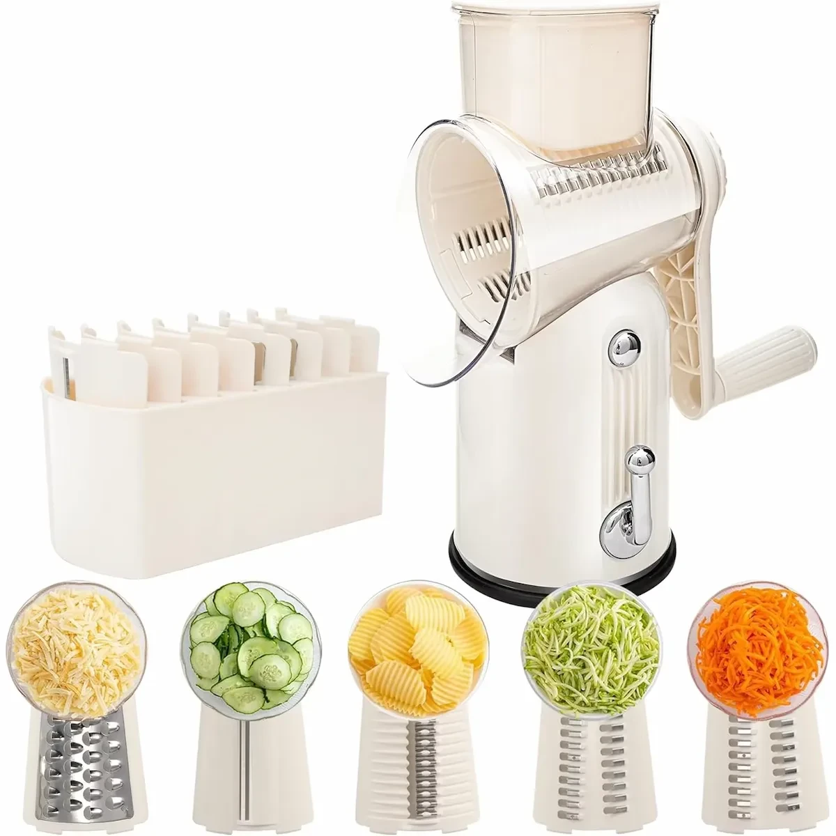5-in-1 Rotary Cheese Grater & Multifunctional Hand Crank Vegetable Slicer