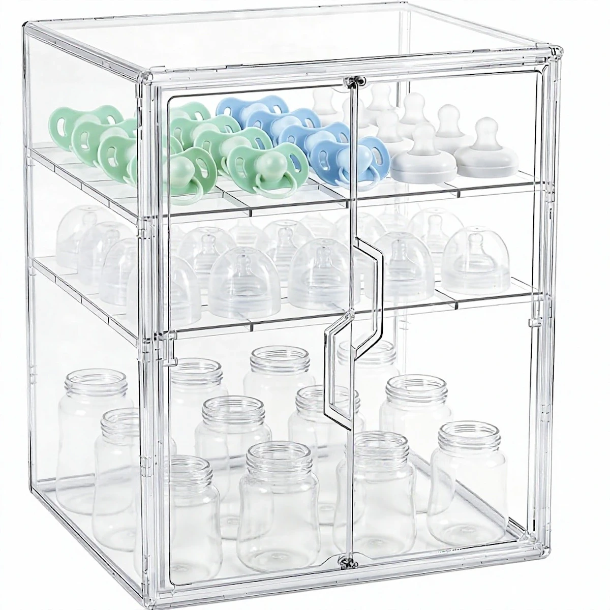 3-Tier Clear Acrylic Bottle Storage Cabinet for Countertop
