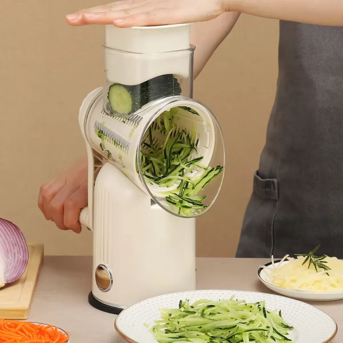 5-in-1 Rotary Cheese Grater & Multifunctional Hand Crank Vegetable Slicer view 3