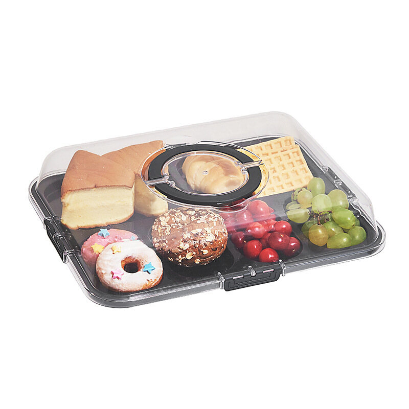 Clear Divided Snack Box with Lid and Handle – 8-Compartment Portable Serving Tray for Breakfast, Fruit, Picnic & Food Storage view 4