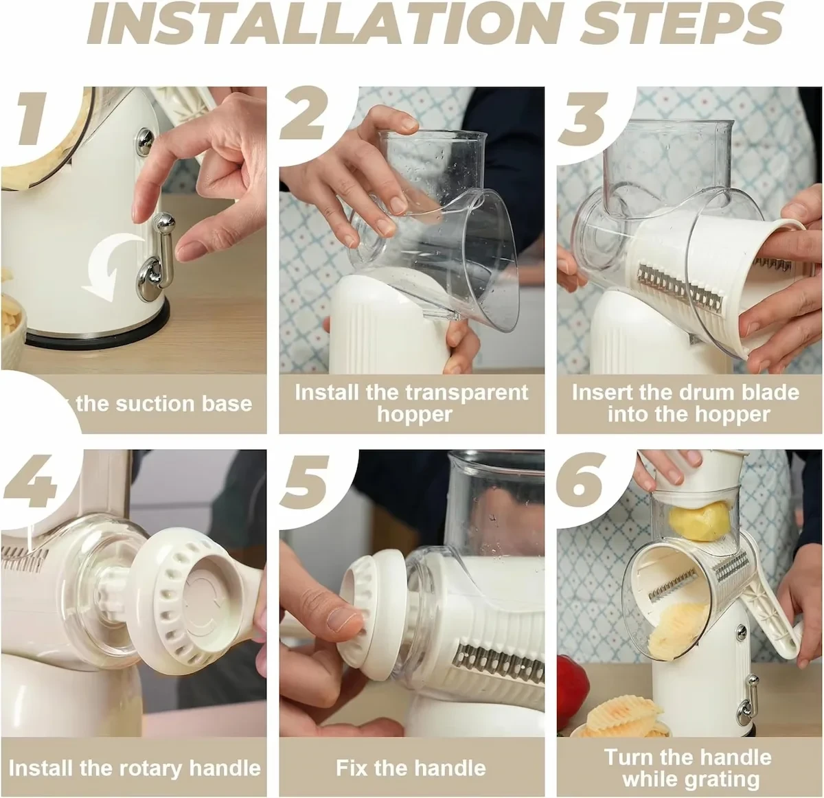 5-in-1 Rotary Cheese Grater & Multifunctional Hand Crank Vegetable Slicer view 2