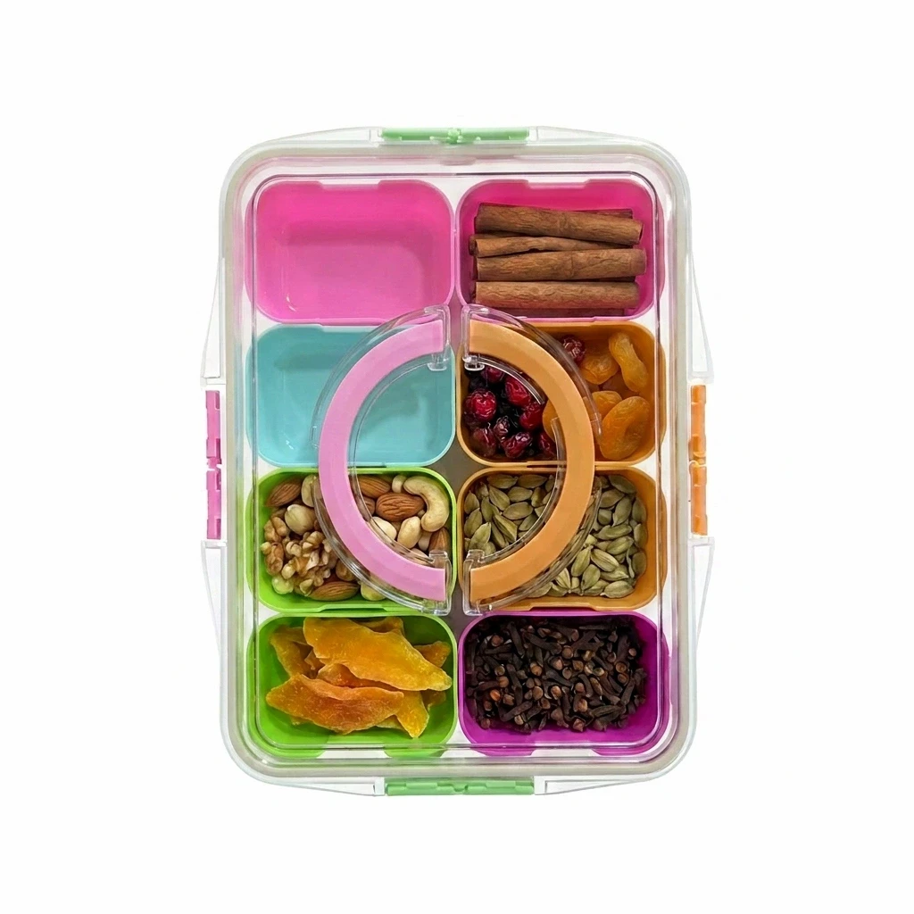 Divided Serving Tray with Lid and Handle