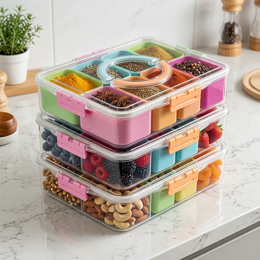 Divided Serving Tray with Lid and Handle view 2