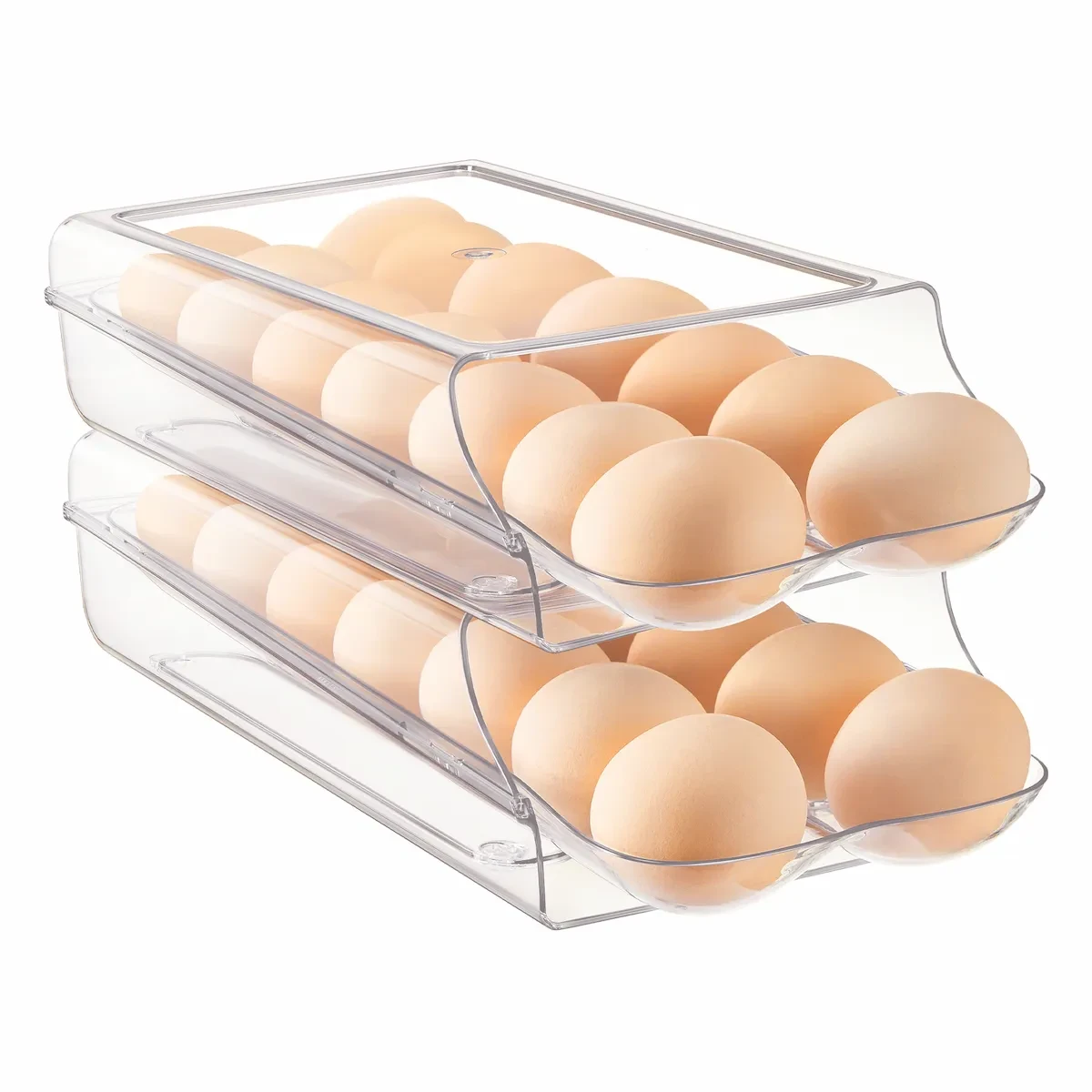 2-Tier Automatic Rolling Egg Holder for Fridge