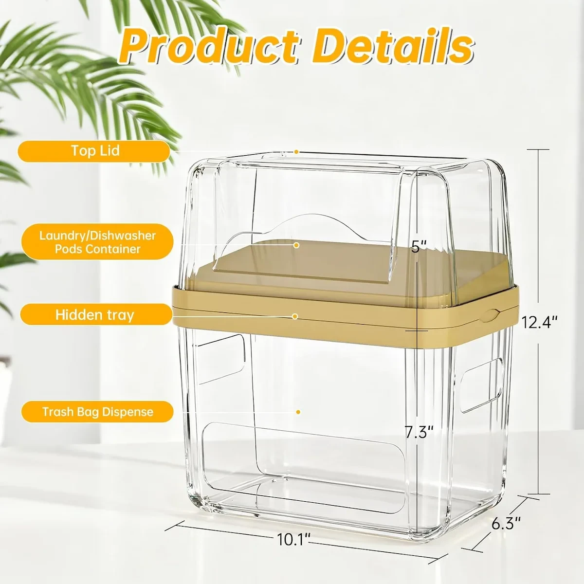 2-in-1 Acrylic Trash Bag Holder & Laundry Pods Container view 3
