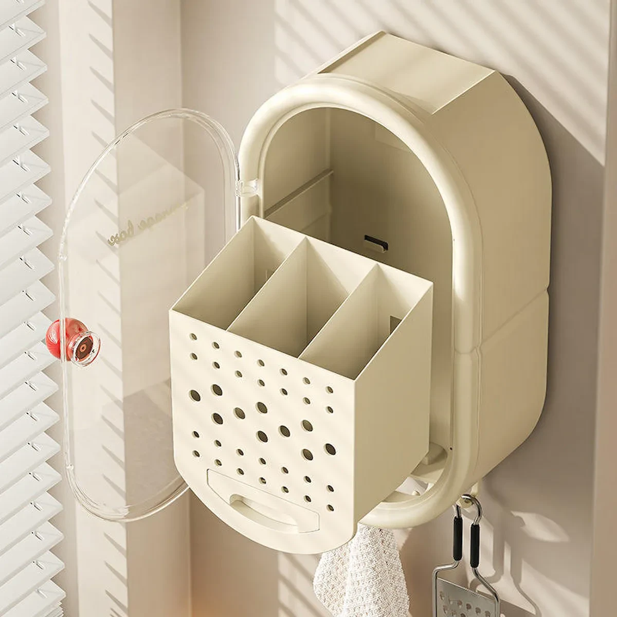 Wall-Mounted Dustproof Cutlery Holder & Utensil Organizer view 2