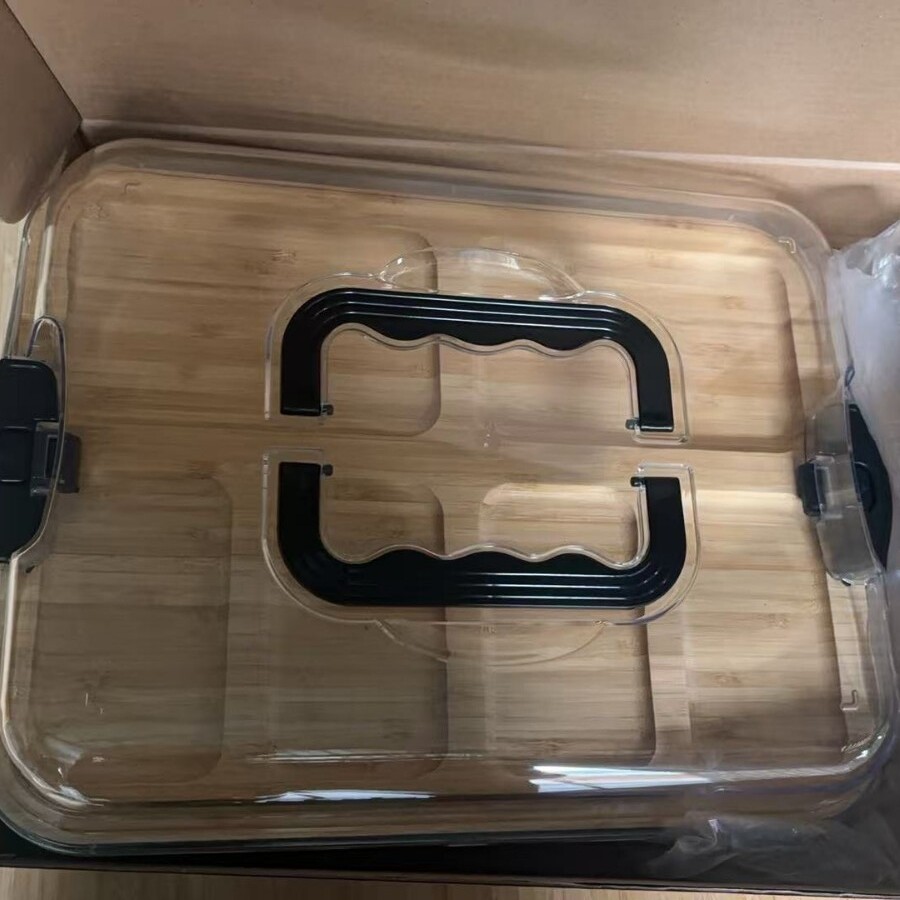 Bamboo Snack Tray with Clear Lid & Handle - Portable Divided Serving Platter for Picnic, Camping, Home & Outdoor Use view 4