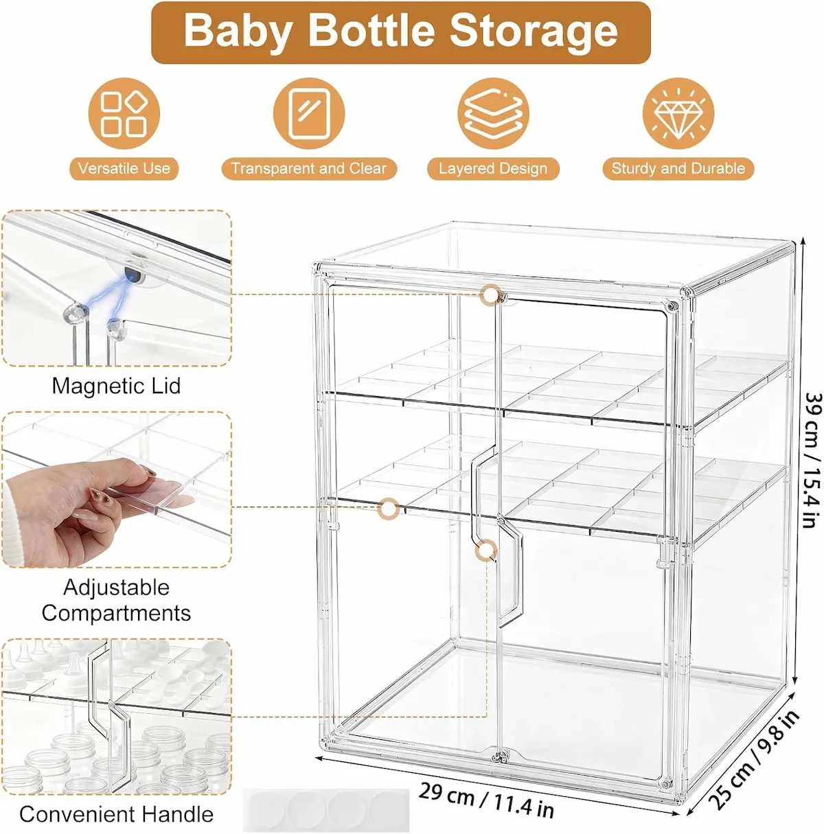 3-Tier Clear Acrylic Bottle Storage Cabinet for Countertop view 3
