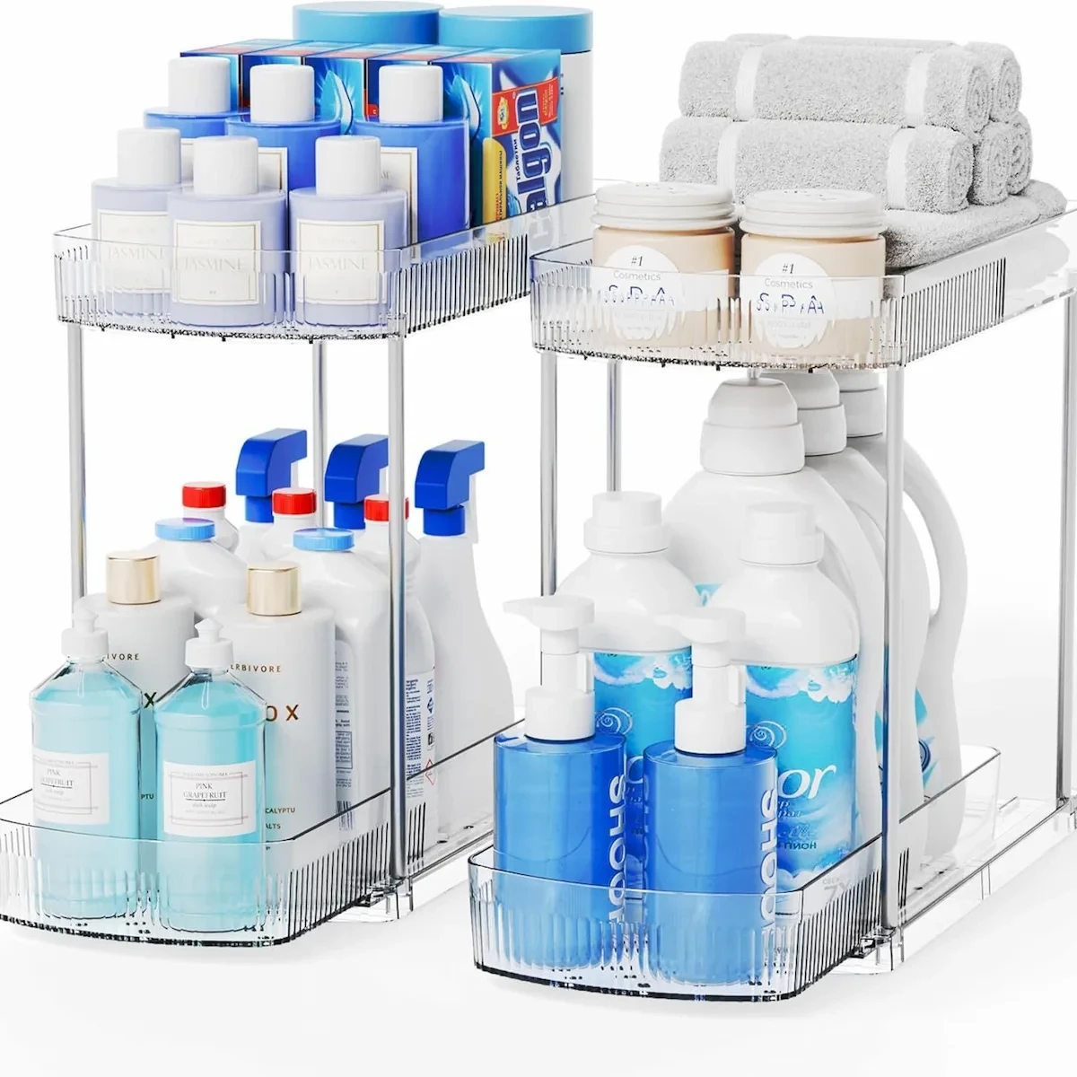 2-Tier Clear Pull-Out Under Sink Cabinet Organizer