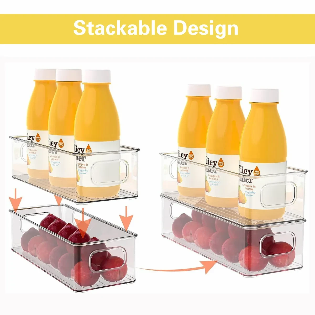 Clear Plastic Refrigerator Organizer Bins view 2