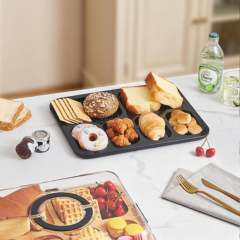 Clear Divided Snack Box with Lid and Handle – 8-Compartment Portable Serving Tray for Breakfast, Fruit, Picnic & Food Storage view 5