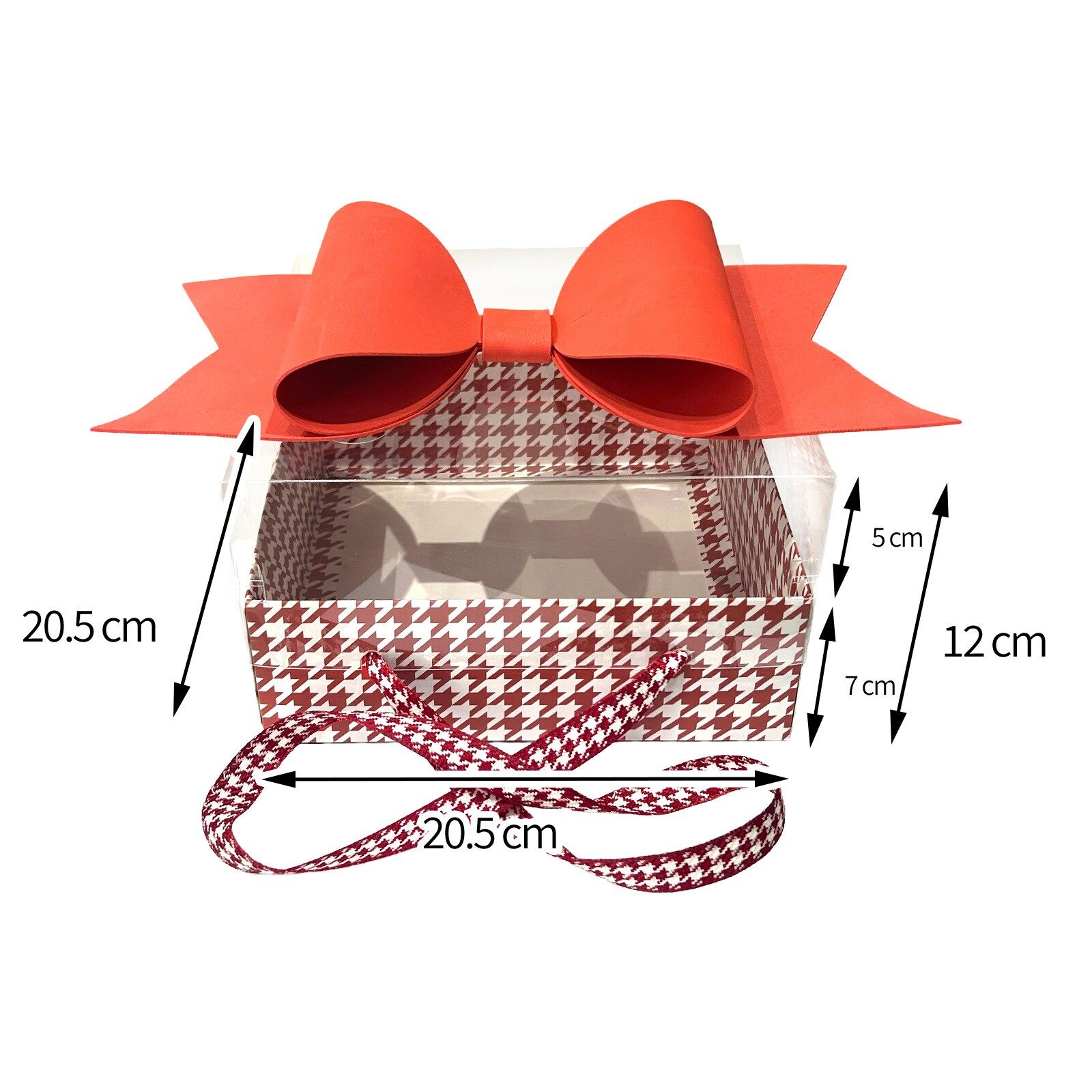 Transparent windowed bow gift box, square handcrafted gift box view 5