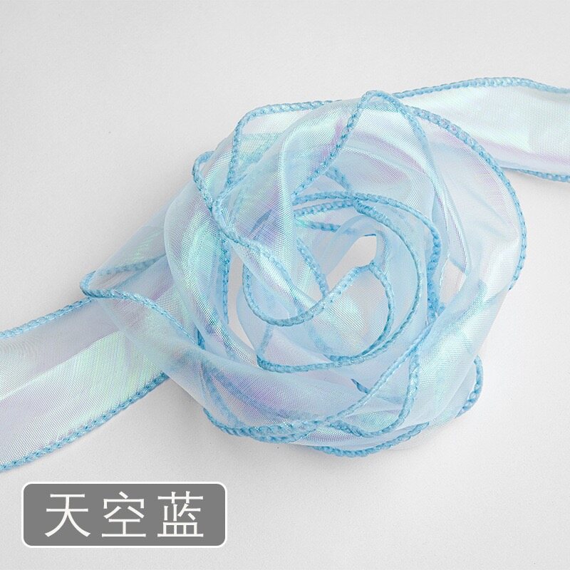 Flowing bordered chiffon ribbon view 6
