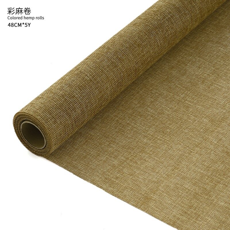 Retro linen roll-shaped floral art fabric view 10
