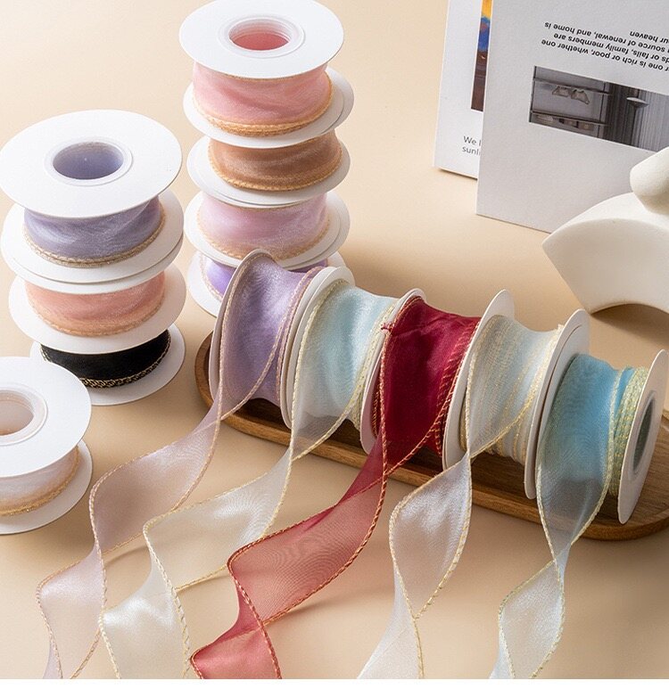 Lustrous edge illusion lace ribbon