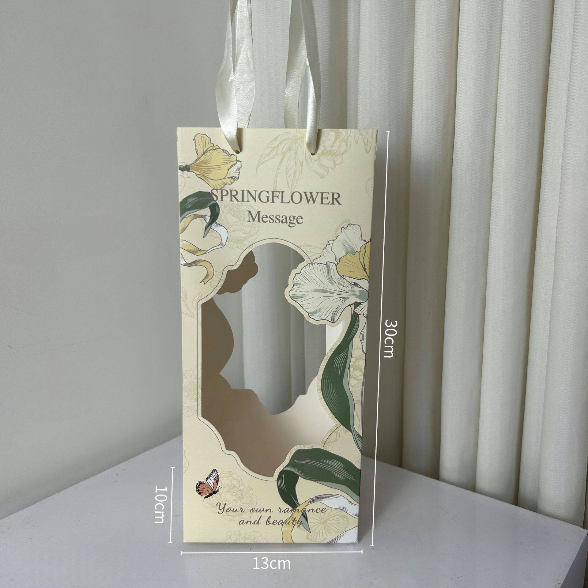 Window Floral Gift Tote Bag,Printed Handheld Flower view 4