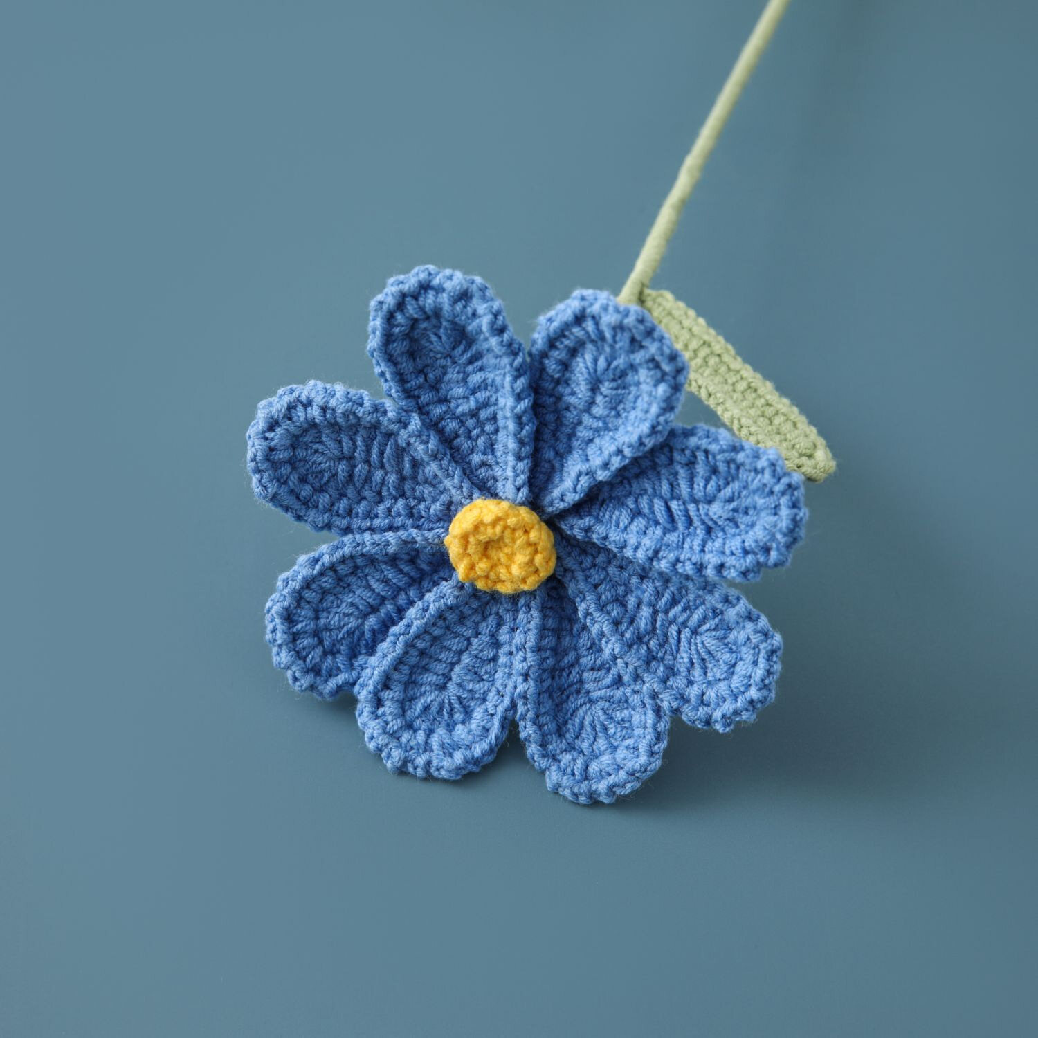 Crocheted Wool Gesang Flower Stem, Eternal Handmade Yarn Flower Ornament view 5