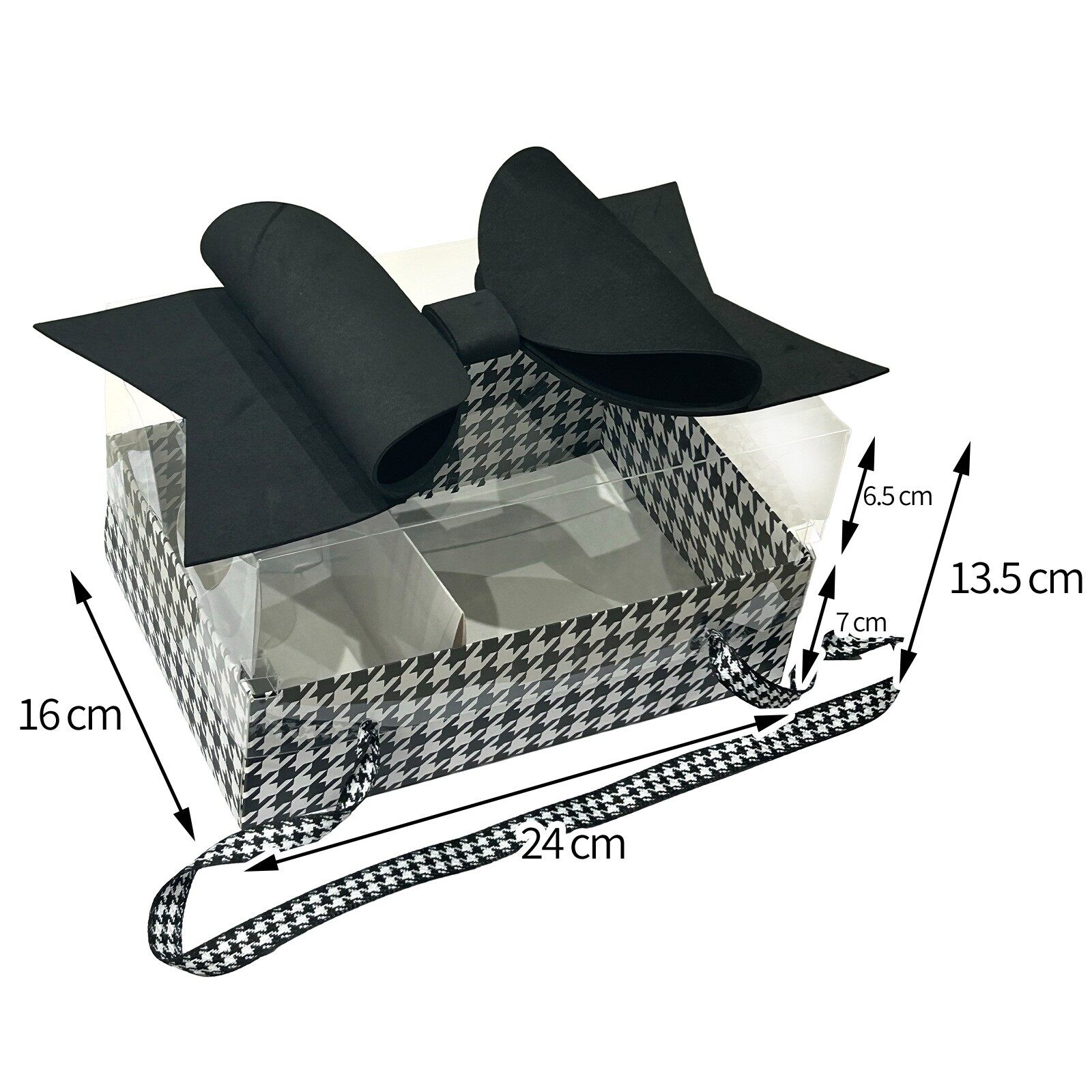 Transparent windowed bow gift box, square handcrafted gift box view 7