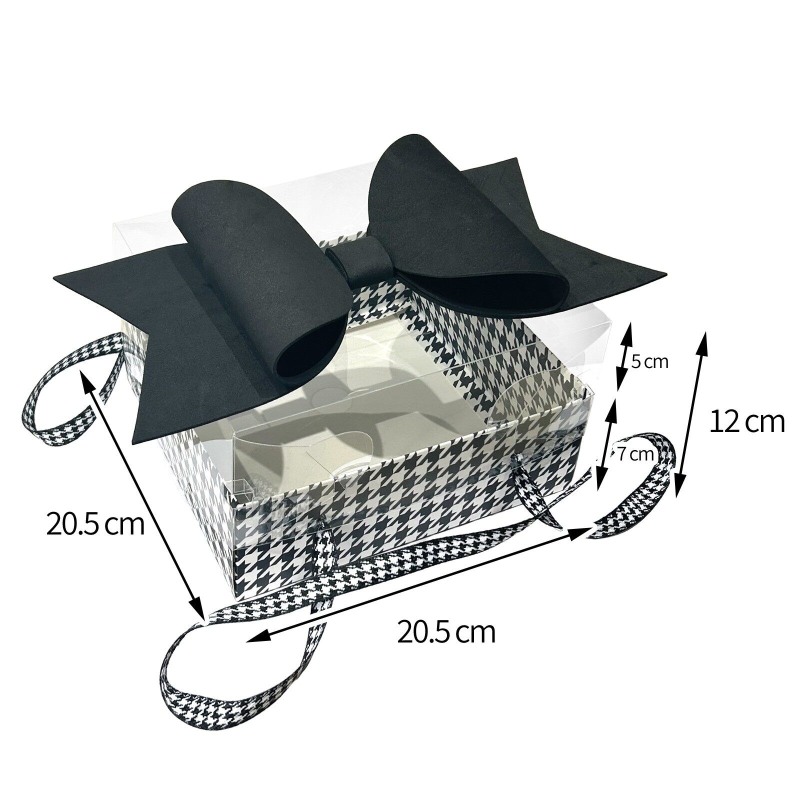 Transparent windowed bow gift box, square handcrafted gift box view 6