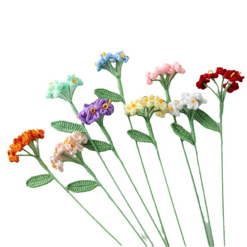 Handmade Crochet Forget-me-not Flower, Knitted Yarn Artificial Single Stem Forget-me-not, Forever Fa view 2