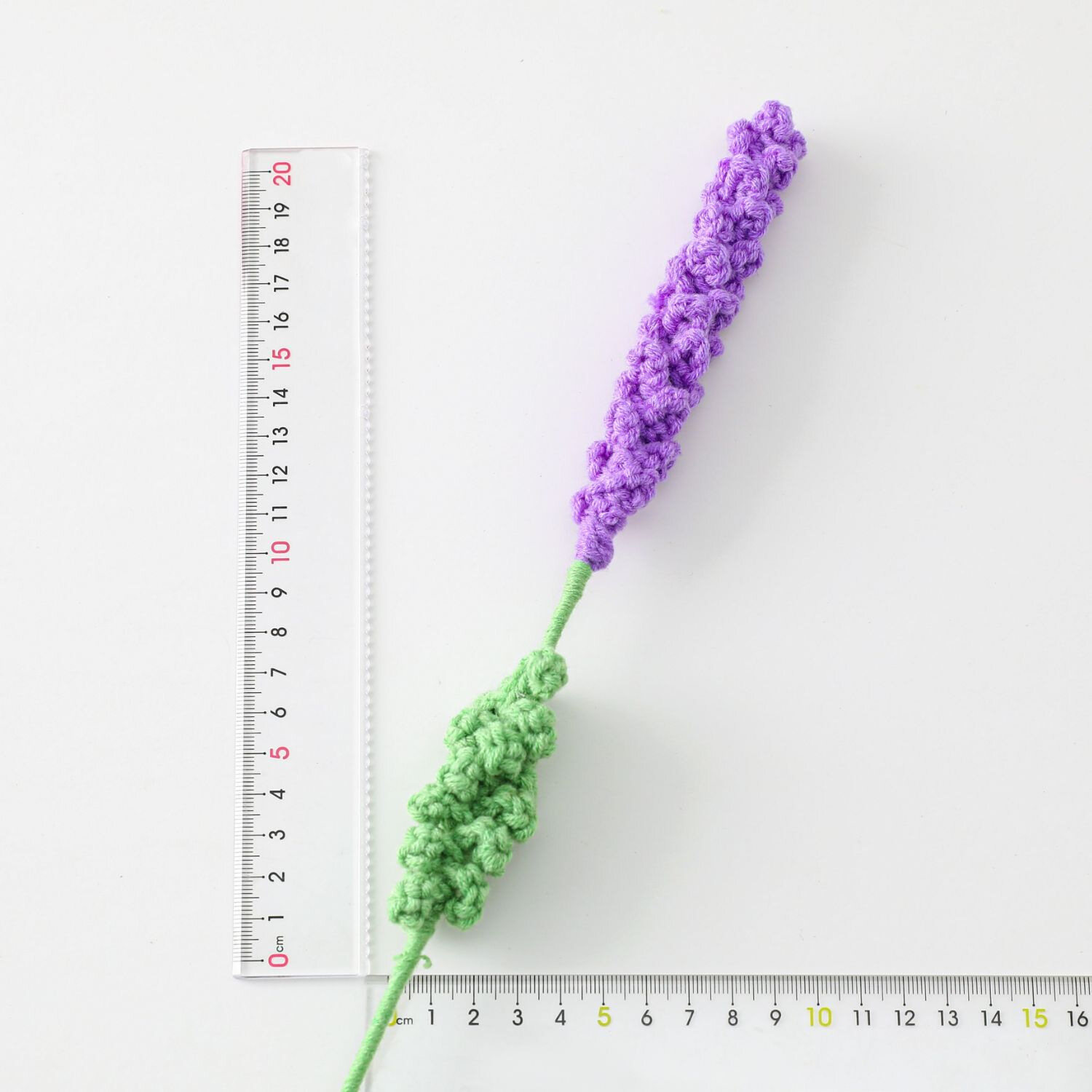 Handmade Crochet Lavender Flower Branch, Knitted Yarn Artificial Lavender Sprig with Leaves, Forever view 3