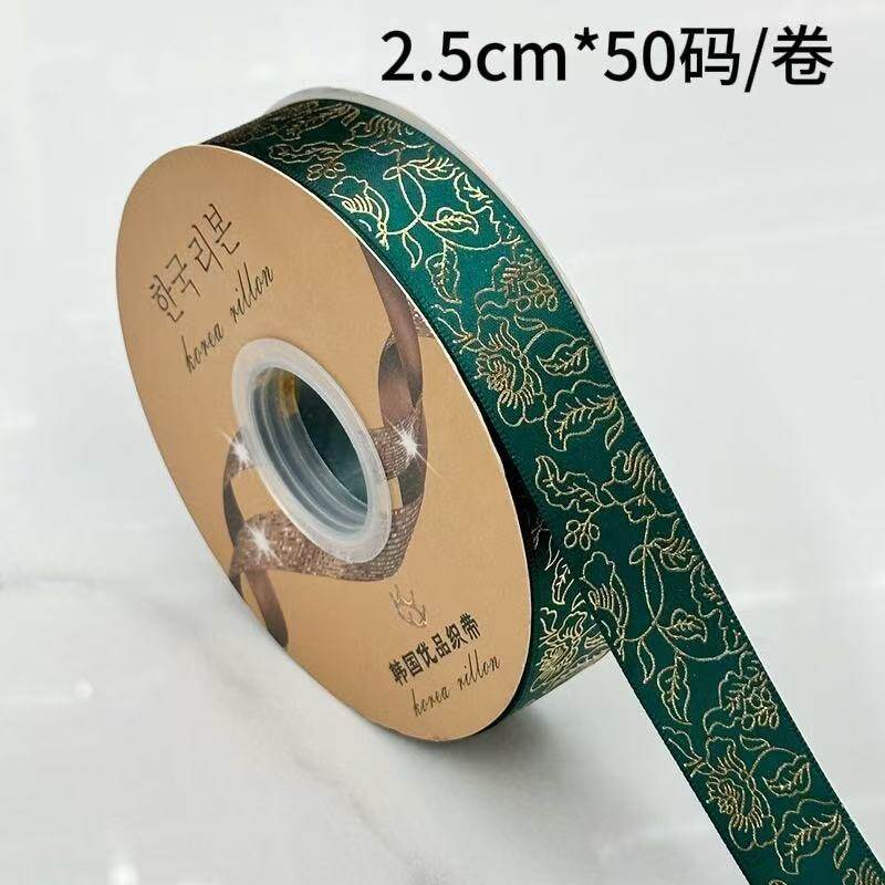 Lustrous floral pattern silk ribbon view 7
