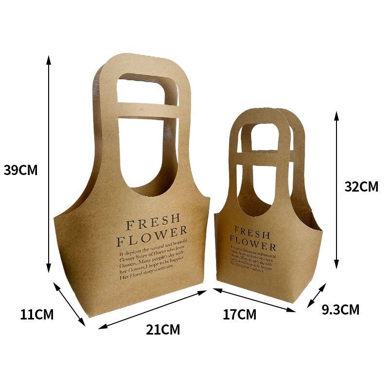 Integrated portable flower packaging paper bag - Flower shop flower arrangement hand-held box - Gift view 9