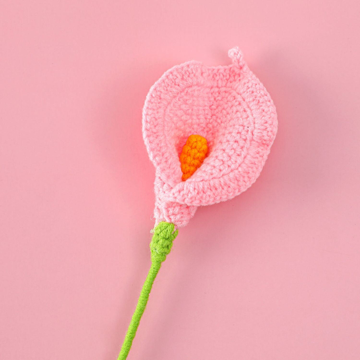 Handmade Crochet Calla Lily Flower, Knitted Yarn Artificial Single Stem Calla Lily, Forever Fake Flo view 3