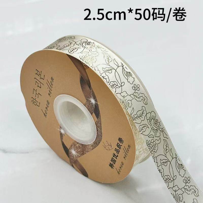 Lustrous floral pattern silk ribbon view 3
