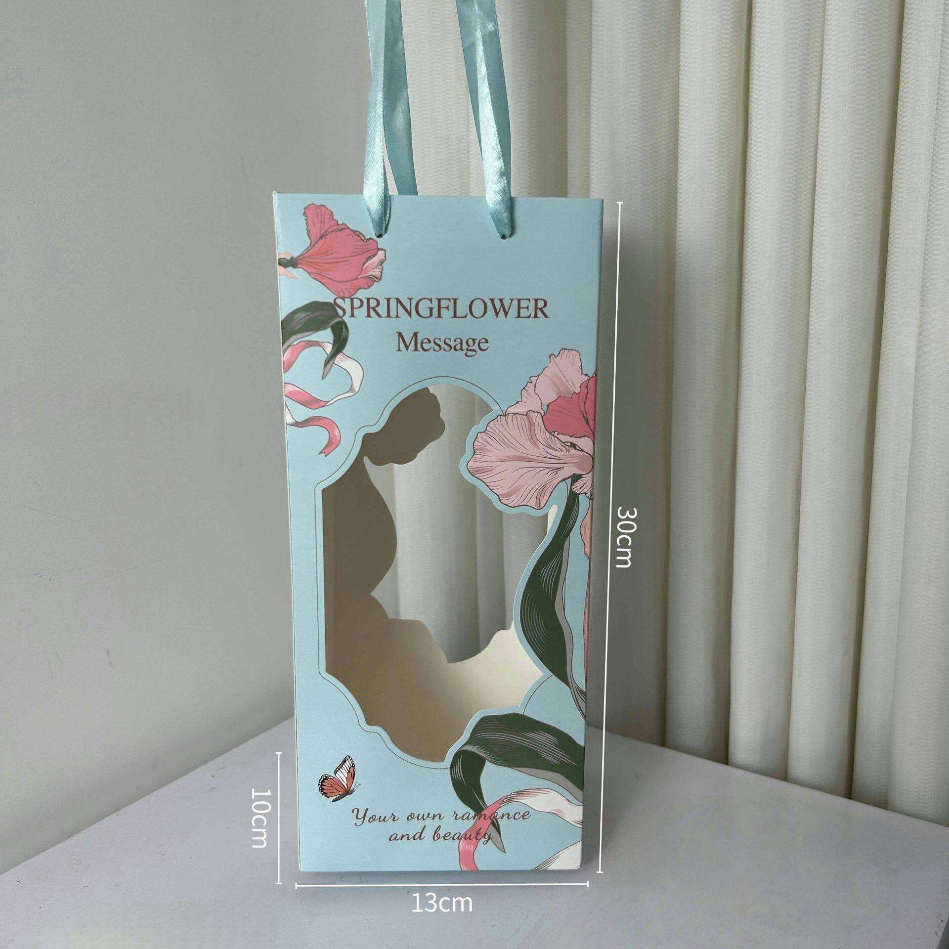 Window Floral Gift Tote Bag,Printed Handheld Flower view 3