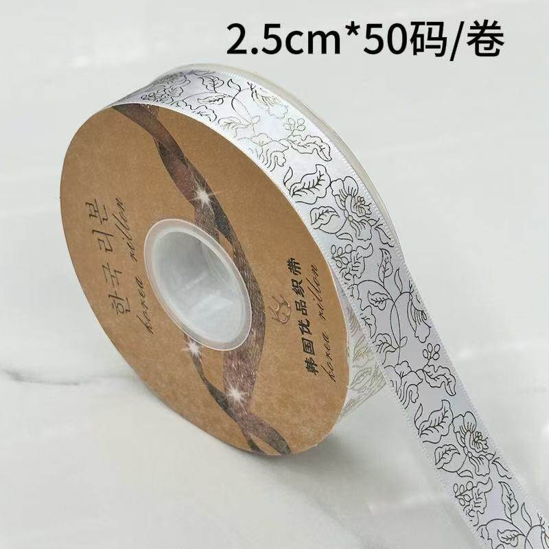 Lustrous floral pattern silk ribbon view 8