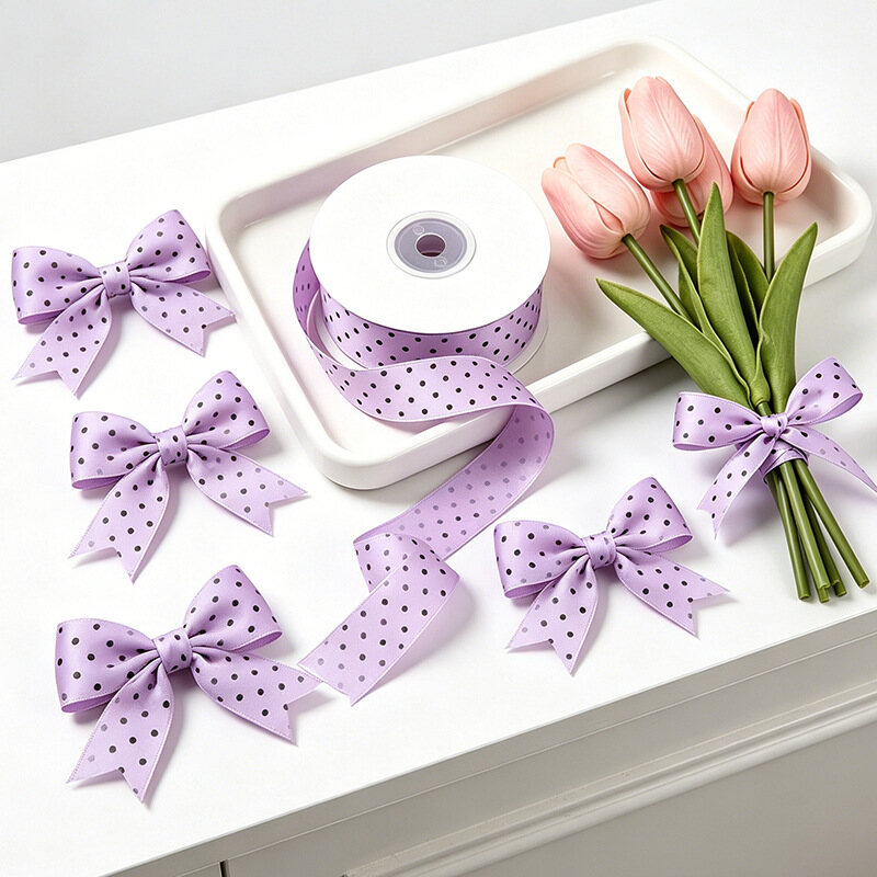Pre-tied satin bow ribbon view 3