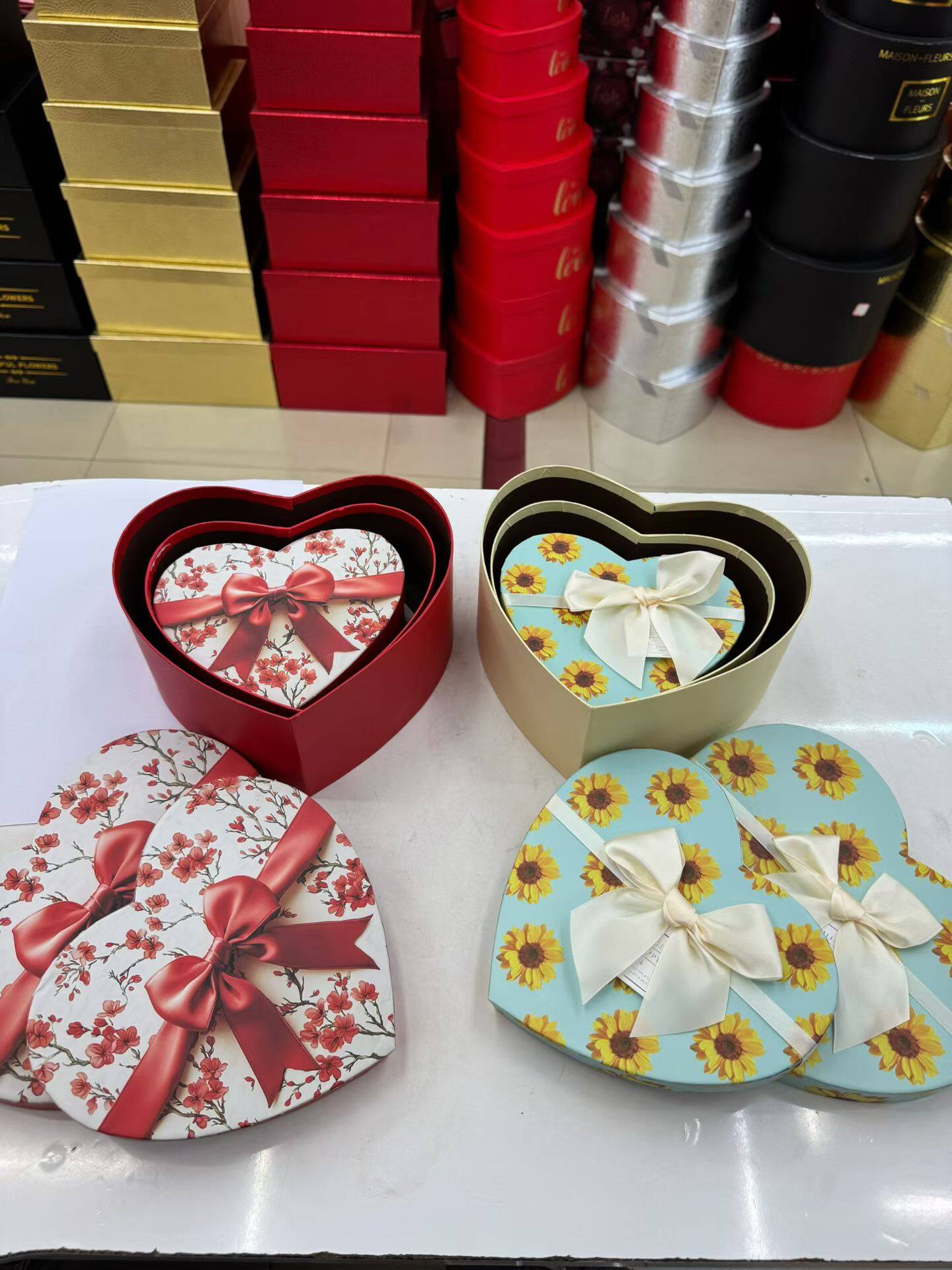 Heart-shaped gift box with printed pattern