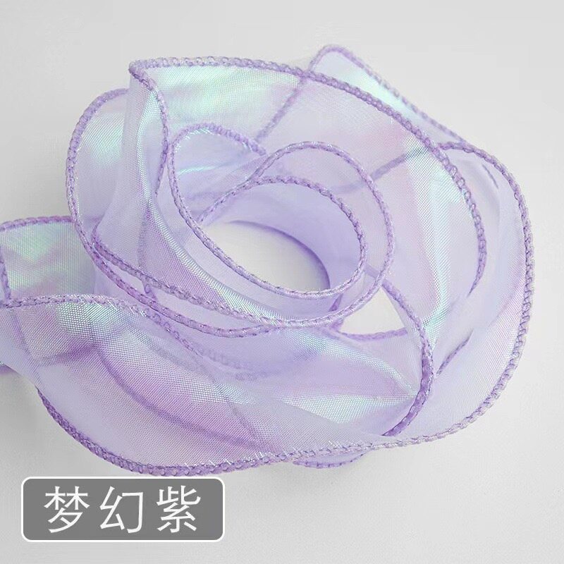 Flowing bordered chiffon ribbon view 3