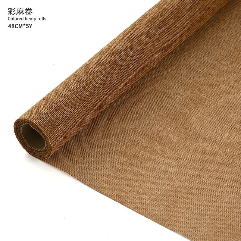 Retro linen roll-shaped floral art fabric view 7