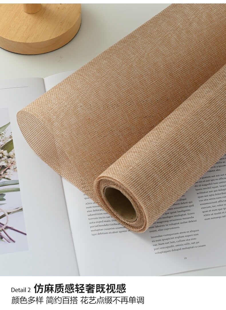 Retro linen roll-shaped floral art fabric view 5