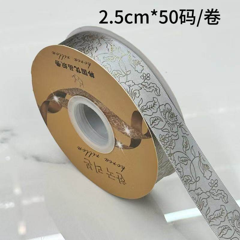 Lustrous floral pattern silk ribbon view 4
