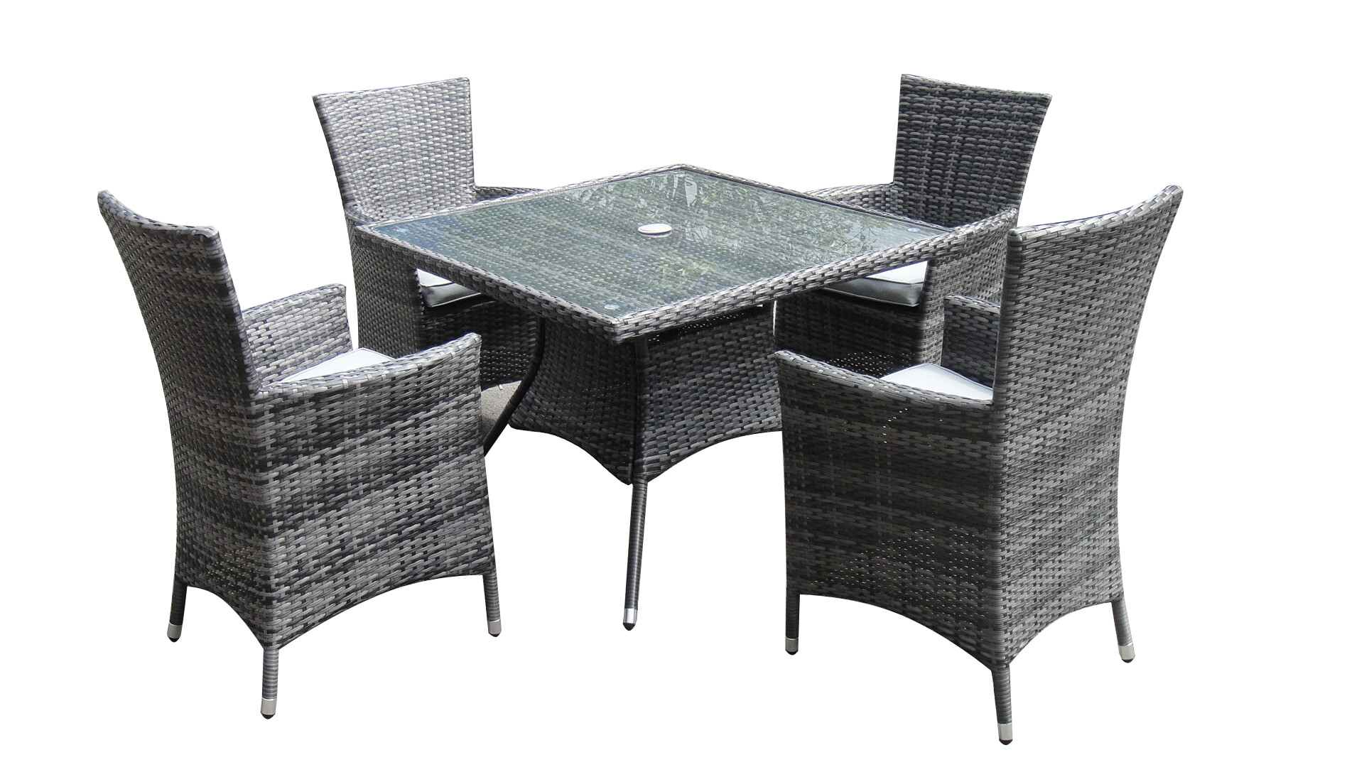 Alu 4 Seat Rattan Square Dining set view 2