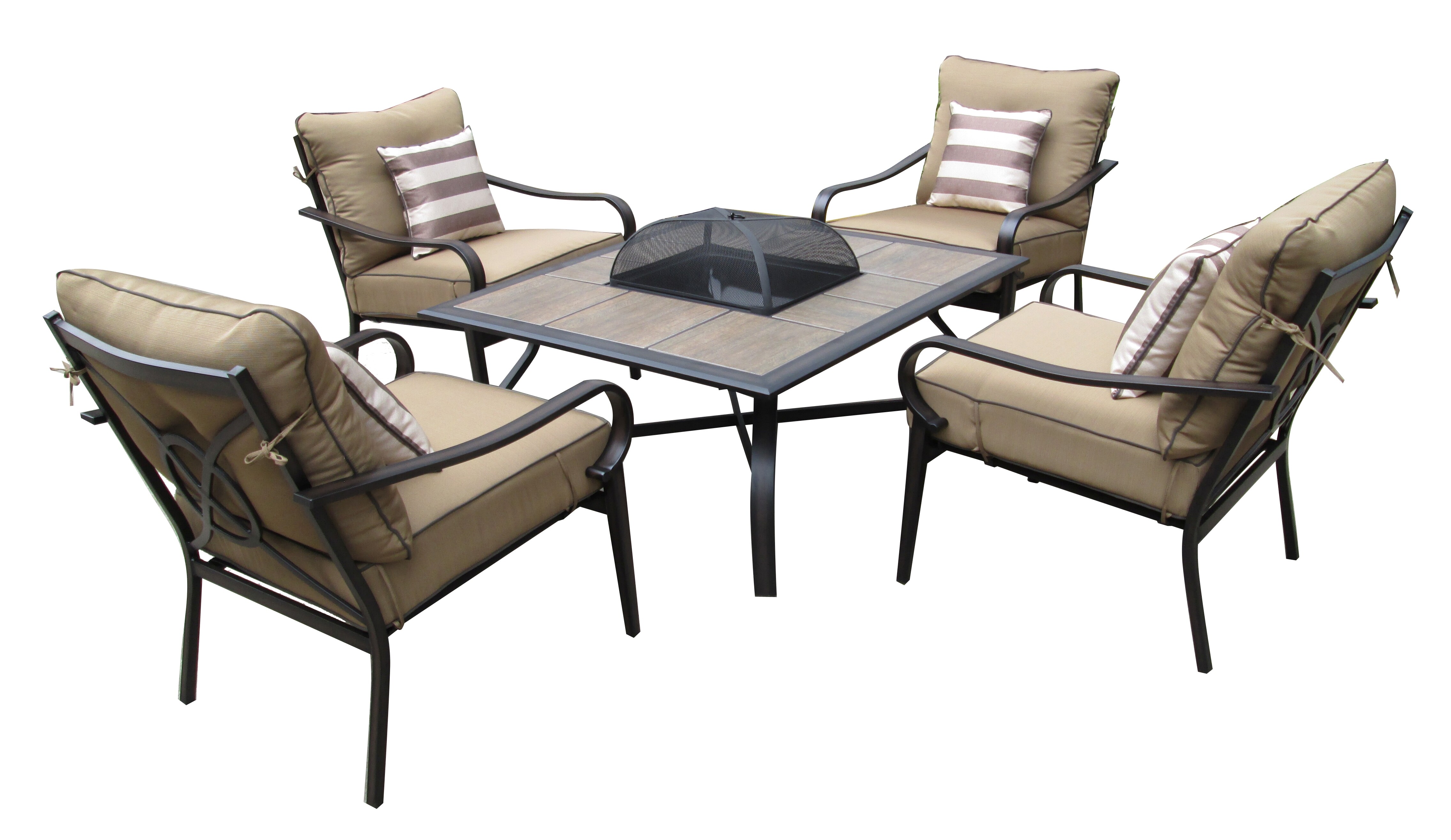 Belvedere 5pce Cushion Firepit Set view 2
