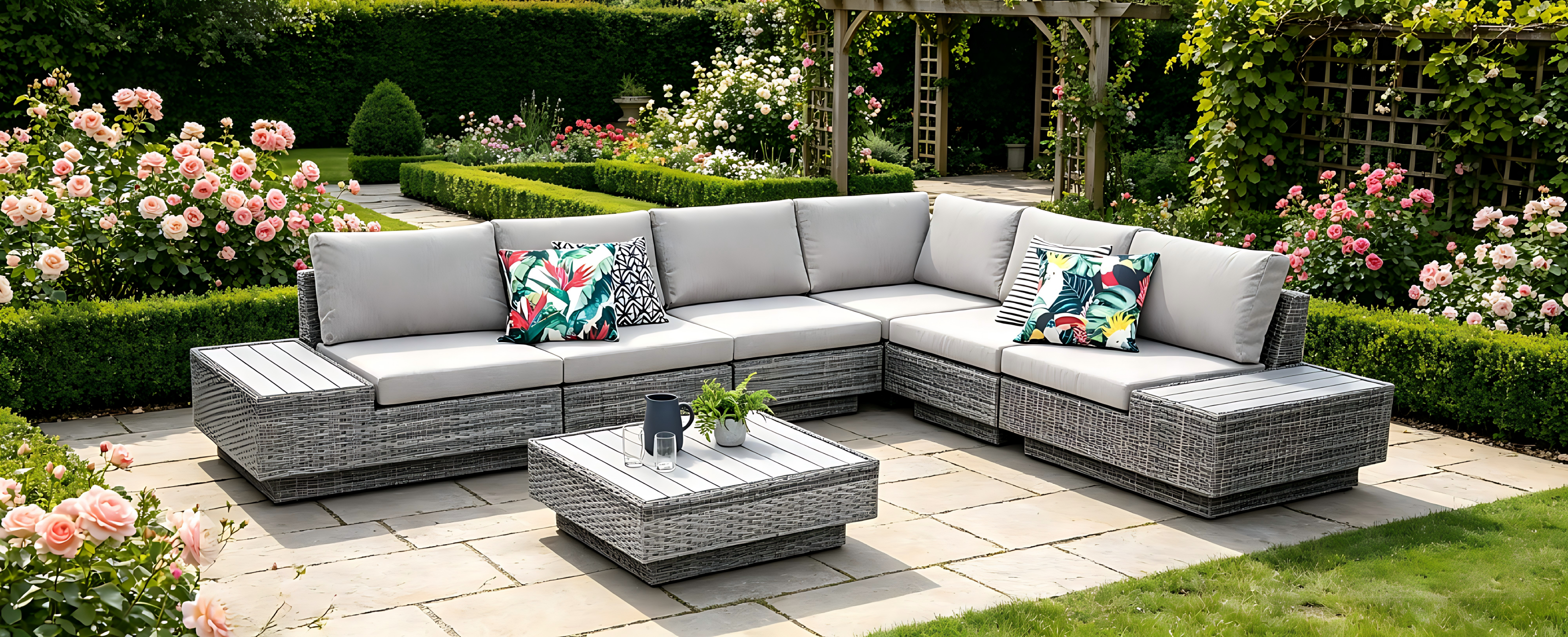 7pce Polywood Rattan Corner Sofa Set