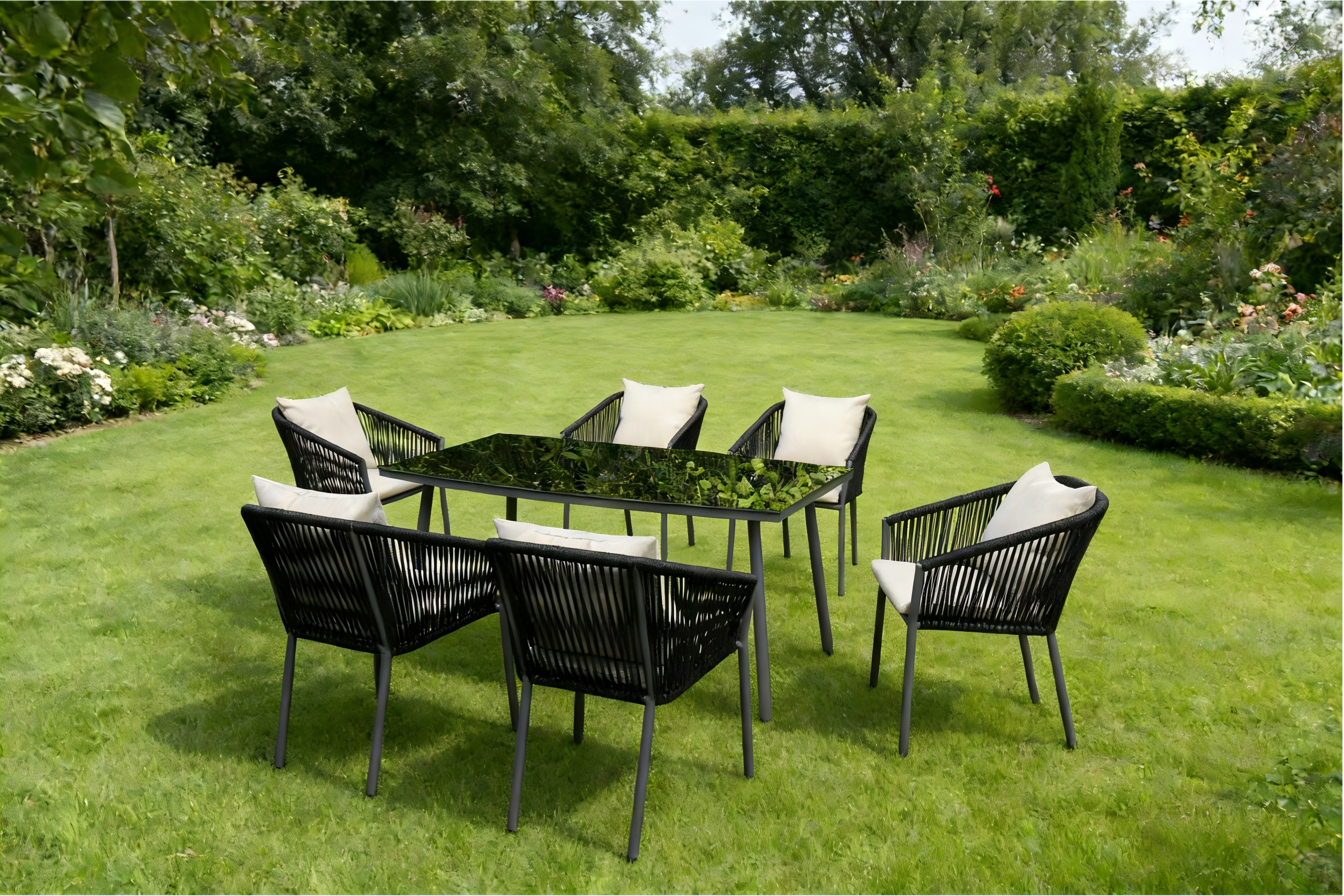 Textoline Rope 6 Seat Rect Dining set