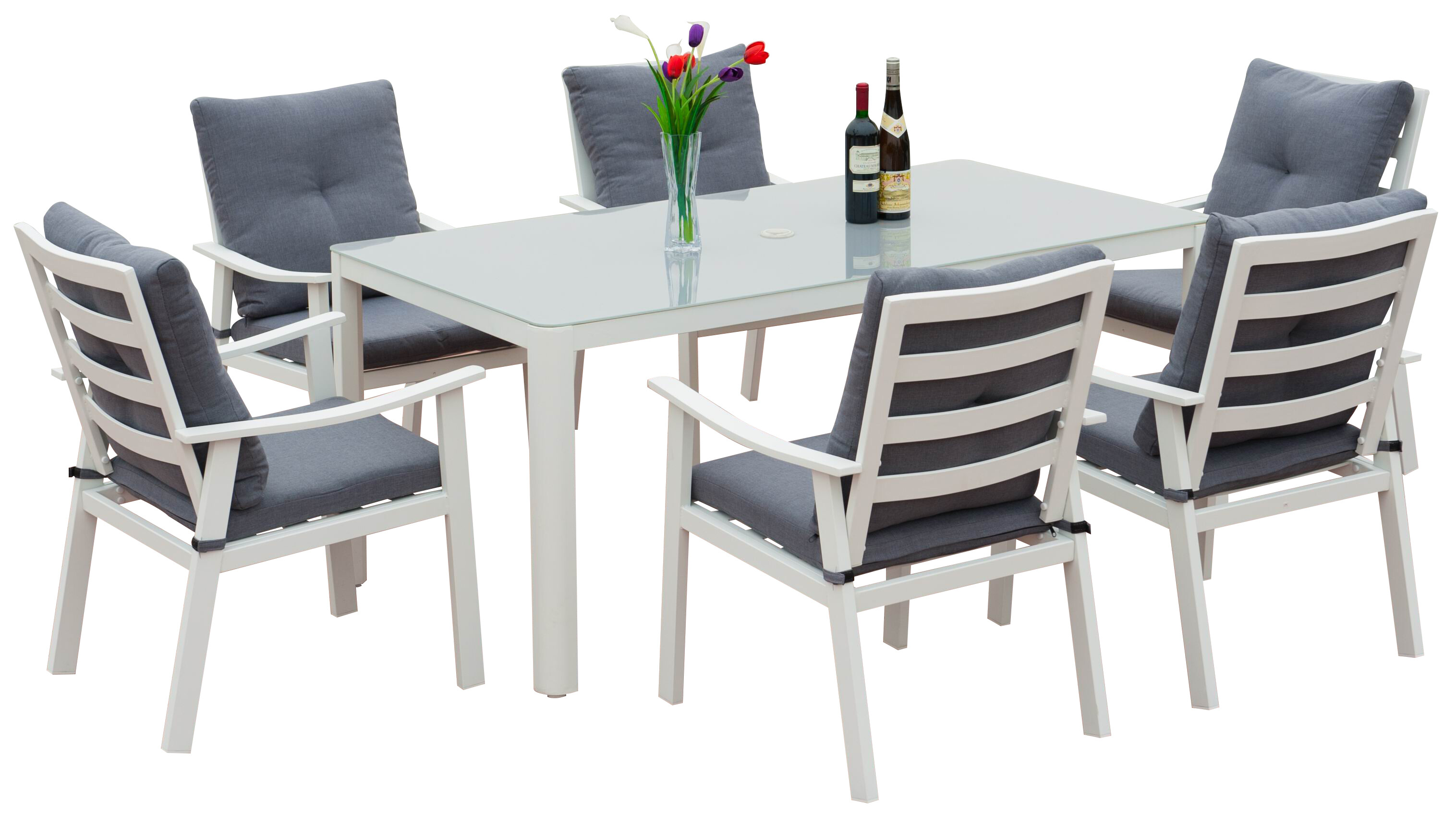 6 Seat Alu Padded Dining Set view 2