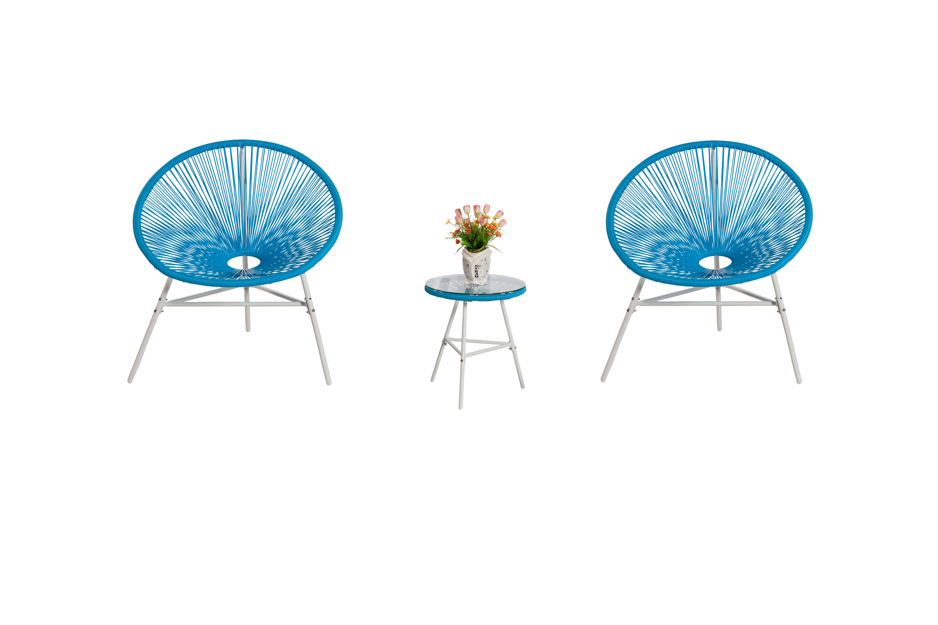 Rattan String 3pc Bistro set view 2