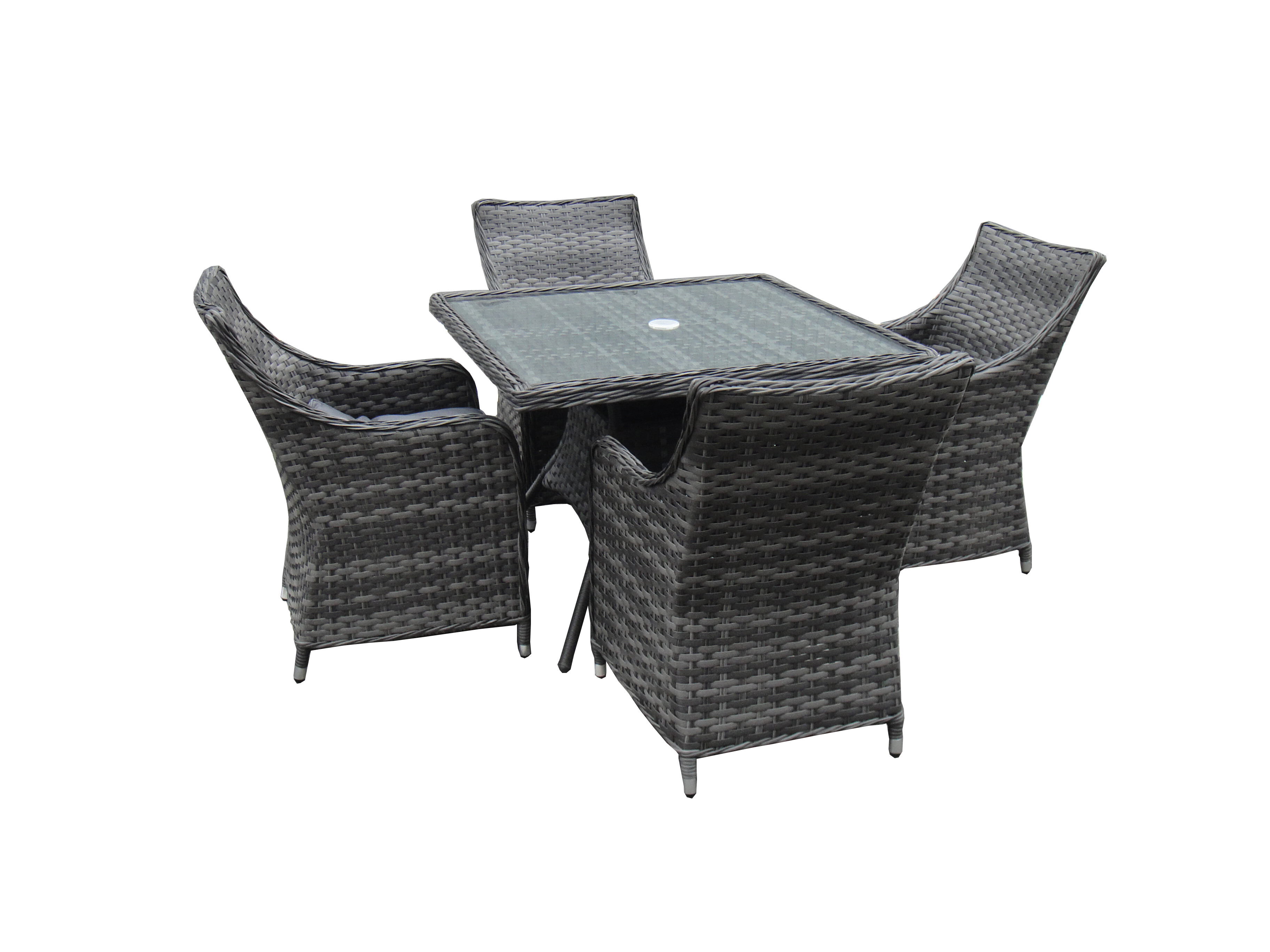 Alu 4 Seat Rattan Square Dining set view 2